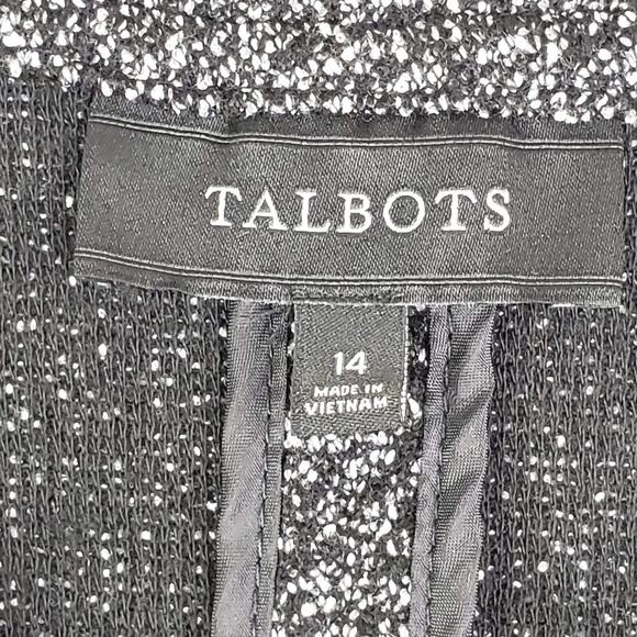Talbots Blazer Women's Size 14 Long Stretch Knit Black Sparkle Holiday Glitter - Picture 5 of 5